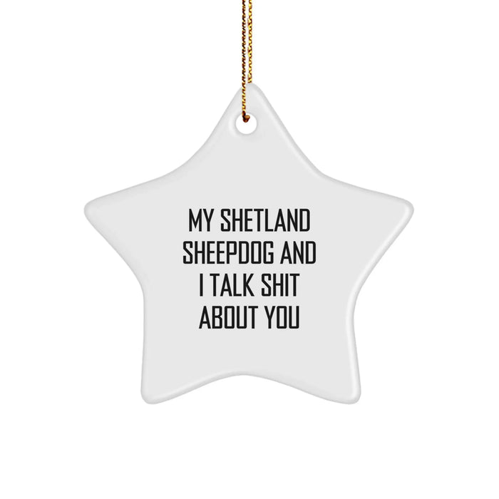 Funny Shetland Sheepdog Christmas Unique Gifts for Friends from Funny Dog Lover - Shetland Sheepdog Star Ornament with Quote - Image 1