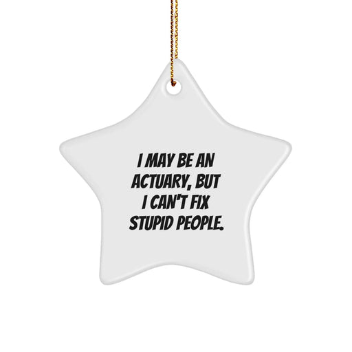 Funny Actuary Gifts, I May Be An Actuary, But I Can't Fix Stupid People., Star Ornament for Actuary Friends and Family, Christmas Unique Gifts from Friends to Actuary Men - Image 1