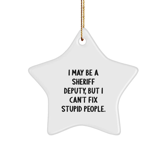 Funny Sheriff Deputy Star Ornament Gifts from Men to Sheriff Deputy for Christmas Unique Decorations - Image 1