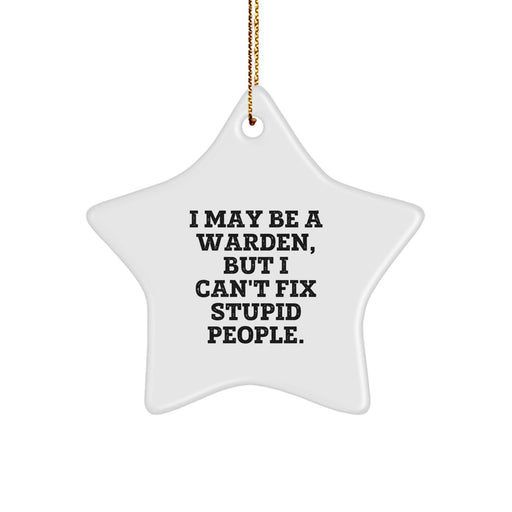 Warden Christmas Unique Gifts Funny Star Ornament I'm Not Fixing Stupid People, Gifts from Family to Warden - Image 1