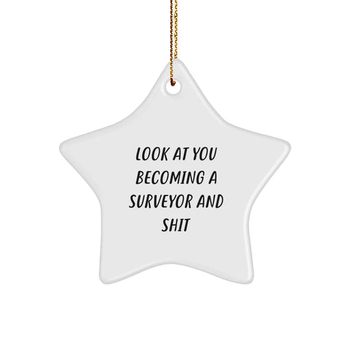Funny Surveyor Gifts, Christmas Unique Star Ornaments for Surveyor, Gifts from Friends and Family, 'Look At You Becoming A Surveyor And Shit', Star Ornament for Men and Women - Image 1