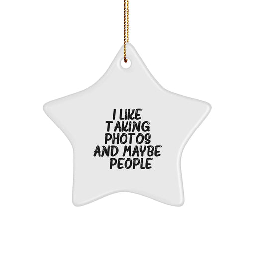 Funny Taking Photos Star Ornament Gifts from Friends for Taking Photos Lover, White Star Shaped, Christmas Unique Gifts - Image 1