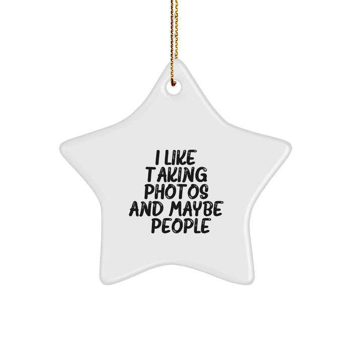 Funny Taking Photos Star Ornament Gifts from Friends for Taking Photos Lover, White Star Shaped, Christmas Unique Gifts - Image 1