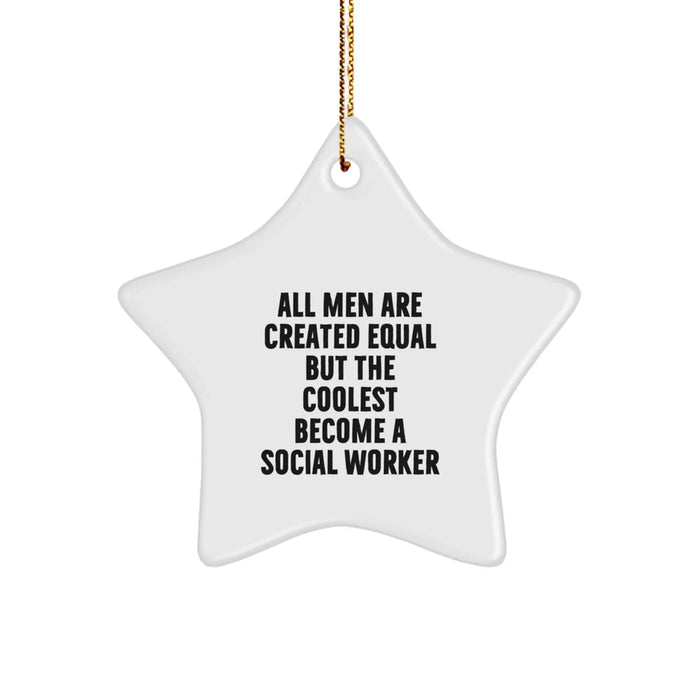 Funny Social Worker Gifts from Men, Star Ornament for Social Worker Friends, Unique Christmas Unique Gifts - Image 1