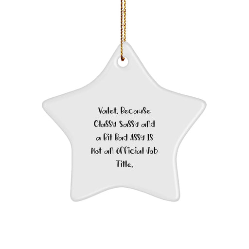 Funny Valet Gifts for Men - Valet Star Ornament with Inspirational Quote, Gifts from Men to Valet, Unique Christmas Unique Gifts for Valet - Image 1