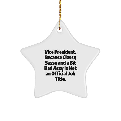 Funny Vice President Gifts, Star Ornaments for Christmas, Unique Present from Friends to Vice President, 'Vice President. Because Classy Sassy And A Bit Fearlessy Is Not An Official Job Title.' Quote - Image 1