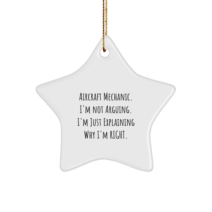 Funny Star Ornaments for Aircraft Mechanic Humor, Christmas Unique Gifts from Friends to Family - Image 1