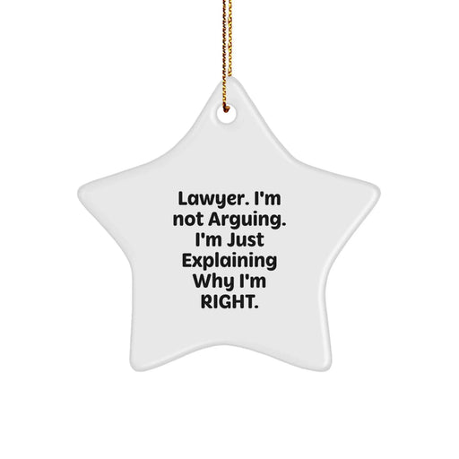 Funny Lawyer Gifts: 'I'm Not Arguing' Star Ornament, for Lawyers, Men, or Friends, Christmas Unique Gifts from Family, Coworkers - Image 1