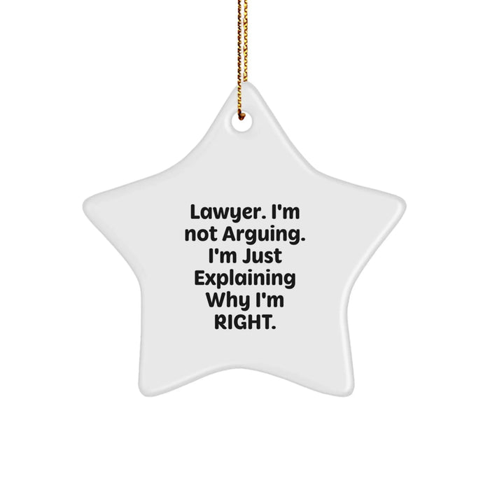 Funny Lawyer Gifts: 'I'm Not Arguing' Star Ornament, for Lawyers, Men, or Friends, Christmas Unique Gifts from Family, Coworkers - Image 1