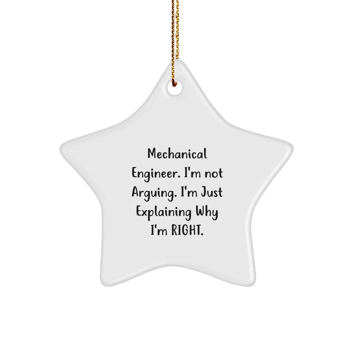 Funny Mechanical Engineer Star Ornament Gifts for Men, Inspirational Quotes from Friends, Christmas Unique Decorations - Image 1