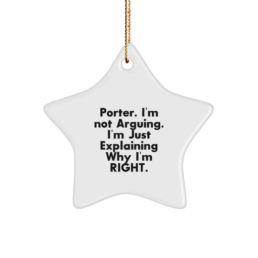 Funny Star Ornament Gifts from Friends for Porter, Star Ornament Quote Christmas Unique Gifts, Gifts for Porter - Image 1