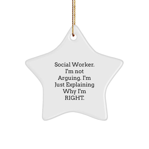 Funny Social Worker Christmas Star Ornament Gifts from Friends, Coworkers, Family for Social Worker - Image 1