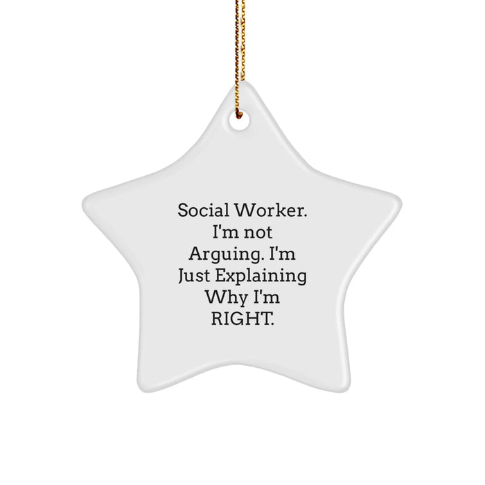 Funny Social Worker Christmas Star Ornament Gifts from Friends, Coworkers, Family for Social Worker - Image 1