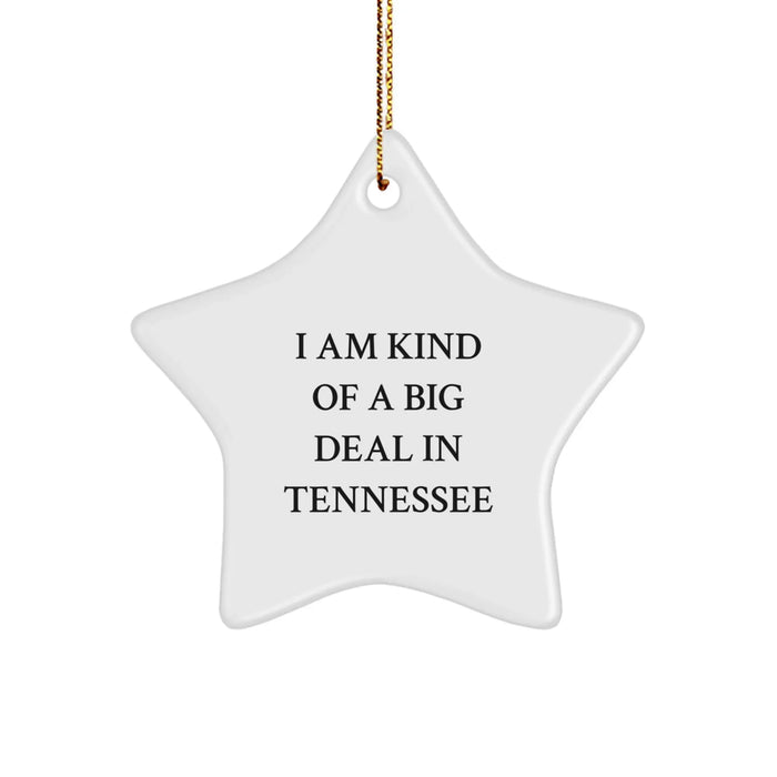 Tennessee Star Ornament, Funny Quote Gifts from Family to Friends, 'I Am Kind Of A Prime Selection In Tennessee' Christmas Decorations - Image 1