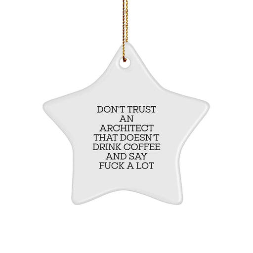 Funny Architect Gifts from Friends, Don't Trust An Architect That Doesn't Drink Coffee And Say F--k A Lot Star Ornament for Architect, Christmas Unique Gifts for Men - Image 1