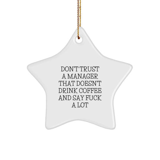 Funny Manager Star Ornament Gifts from Friends to Manager, Christmas Unique Gifts for Manager, Don't Trust a Manager That Doesn't Drink Coffee and Say 'F--k' a Lot - Image 1