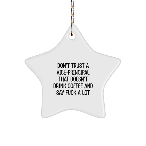 Funny Vice-principal Gifts from Friends - Don't Trust A Vice-principal That Doesn't Drink Coffee And Say F--k A Lot, Vice-principal Star Ornament for Christmas Unique - Image 1