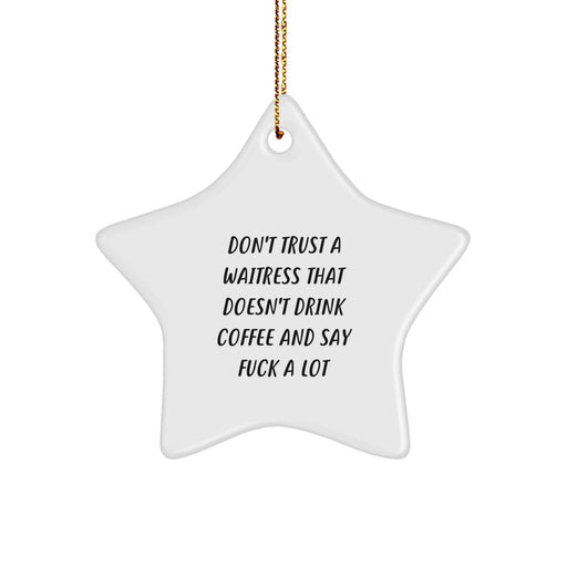 Funny Waitress Quotes Star Ornament Gifts from Friends for Waitress at Christmas Unique Gifts - Image 1