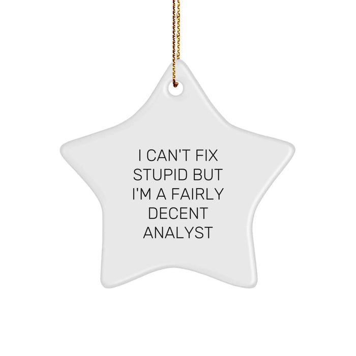 Funny Analyst Star Ornament Gifts from Family for Men with I Can't Fix Stupid But I'm A Fairly Decent Analyst Quote, Perfect Christmas Unique Gifts - Image 1