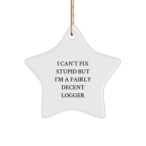 Funny Logger Star Ornament Gifts from Men to Friends, I'm A Fairly Decent Logger Christmas Unique Gifts for Logger - Image 1