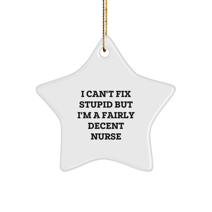 Funny Nurse Star Ornament, Gifts from Friends to Nurses, Christmas Unique Presents for Nurse Colleagues, Star Shaped Decorations - Image 1