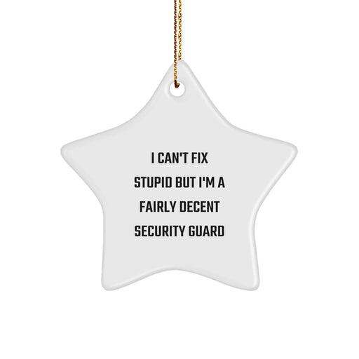 Funny Security Guard Gifts from Friends for Men - Star Ornament - I 'Can't Fix Stupid' Christmas Unique Decorations - Image 1