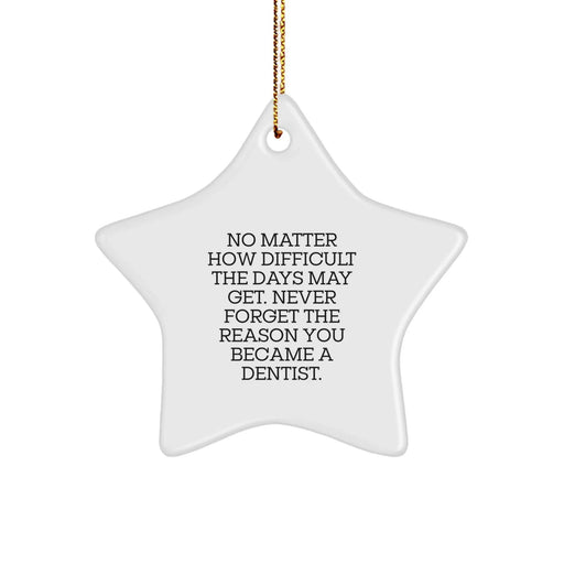 Funny Christmas Unique Gifts from Men to Dentist Colleagues - Star Ornament Never Forget Reason Quotes, White Star Shaped Decoration for Office Desk - Image 1