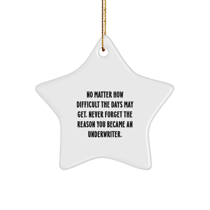 Funny Inspirational Underwriter Gifts from Men to Underwriter Friends for Christmas Unique Star Ornament - Image 1