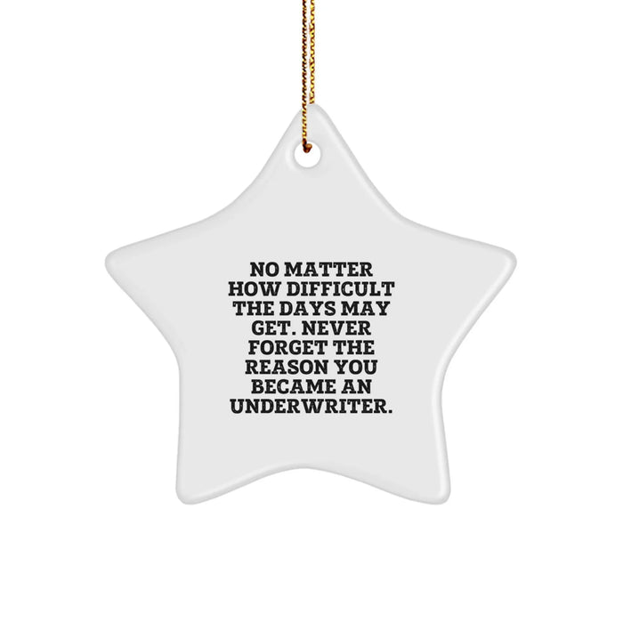 Funny Underwriter Gifts for Men, Unique Star Ornament with Inspirational Quote - Image 1