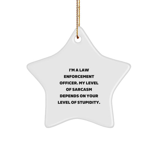 Funny Law Enforcement Officer Gifts for Men, Christmas Unique Star Ornament with Sarcasm Quote, Gifts from Family - Image 1