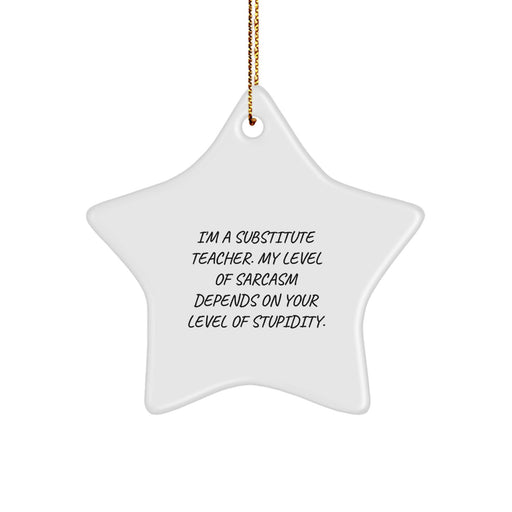 Funny Substitute Teacher Gifts for Men Friends Family Christmas Unique Star Ornament with Sarcasm Quote Gifts from Men to Family - Image 1