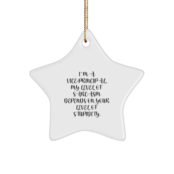 Funny Vice-principal Christmas Star Ornament Gifts from Friends, Co-workers, Family Members - I'm A Vice-principal. My Level Of Sarcasm Depends On Your Level Of Stupidity. - Image 1