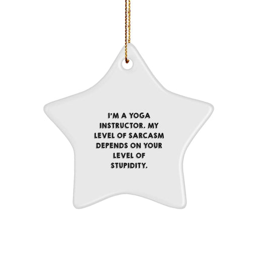 Funny Yoga Instructor Gifts - 'I'm A Yoga Instructor My Level Of Sarcasm Depends On Your Level Of Stupidity' Star Ornament Gift from Friends for Yoga Instructor - Image 1