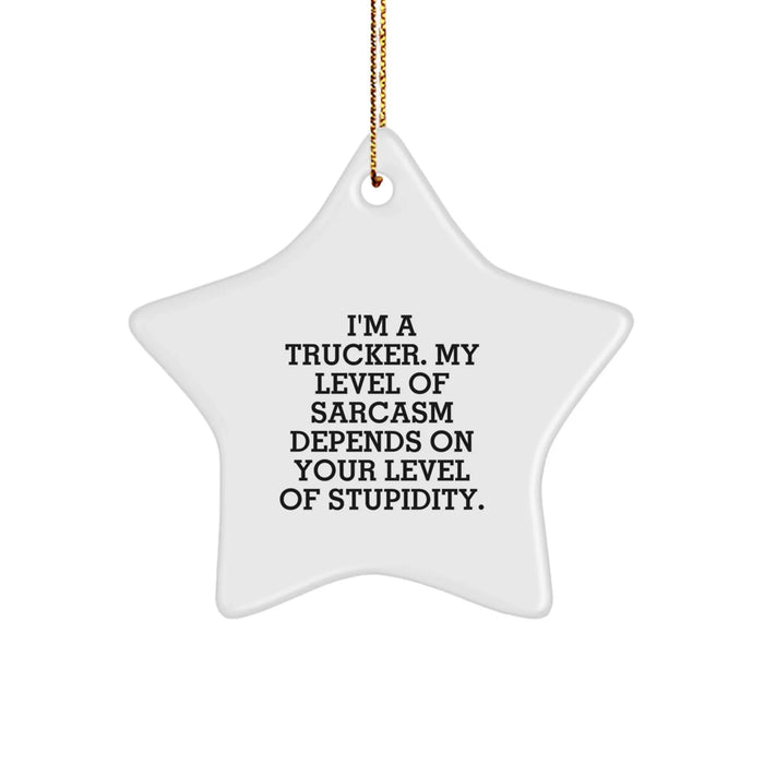 Funny Trucker Gifts from Friends - Trucker Star Ornament for Men - Christmas Unique Gifts for Him - Image 1