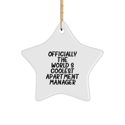 Funny Apartment Manager Gifts - 'Officially The World's Coolest' Star Ornament, Unique Christmas Decorations for Apartment Managers, Men, Women, Friends, Coworkers, Family - Image 1