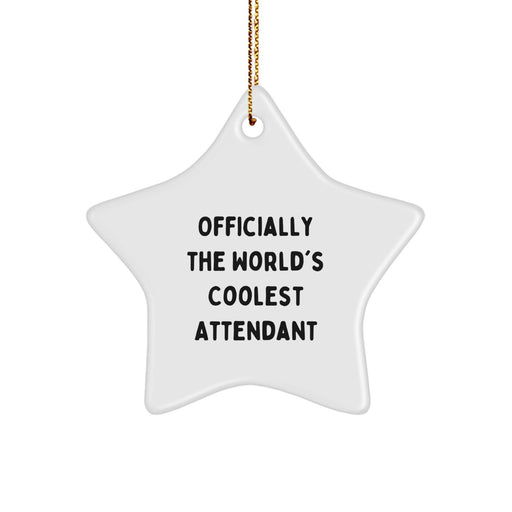 Gifts for Attendants, Funny 'Officially The World's Coolest Attendant' Star Ornament for Christmas - Image 1