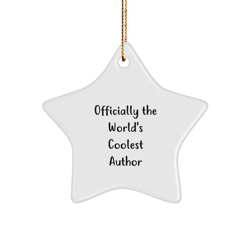 Funny Author Gifts, Officially The World's Coolest Author Star Ornament for Christmas Unique Gifts from Friends to Author - Image 1