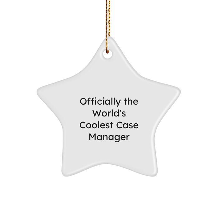 Funny Case Manager Gifts from Friends - Star Ornament for 'Officially The World's Coolest Case Manager' - Christmas Unique Gifts for Case Manager Men - Image 1