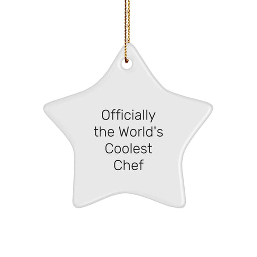 Funny Chef Star Ornament Gifts from Friends for Men - 'Officially The World's Coolest Chef' Star Shaped Decorative Figurine, White, Christmas Unique Gifts - Image 1