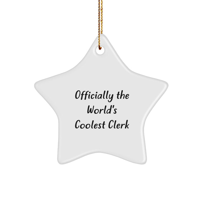 Coolest Clerk Star Ornament Gifts from Friends to Family for Christmas Unique Presents - Image 1