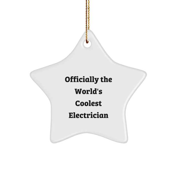 Funny Electrician Gifts for Men, 'Officially The World's Coolest Electrician' Christmas Unique Star Ornament, Gifts from Friends to Family - Image 1