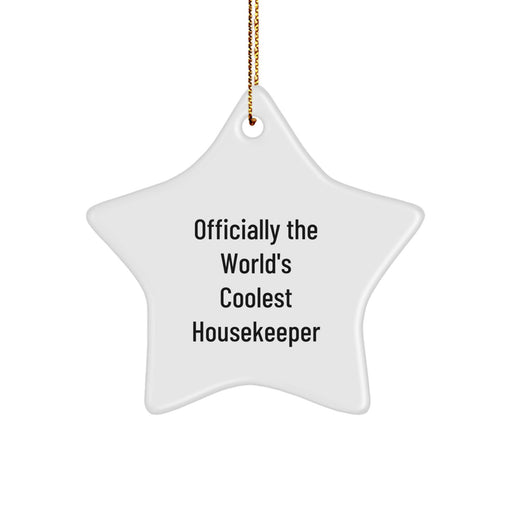 Funny Housekeeper Gifts, Unique Christmas Unique Star Ornament 'Officially The World's Coolest Housekeeper' from Friends, Cozy Decorations for Women Housekeeper - Image 1