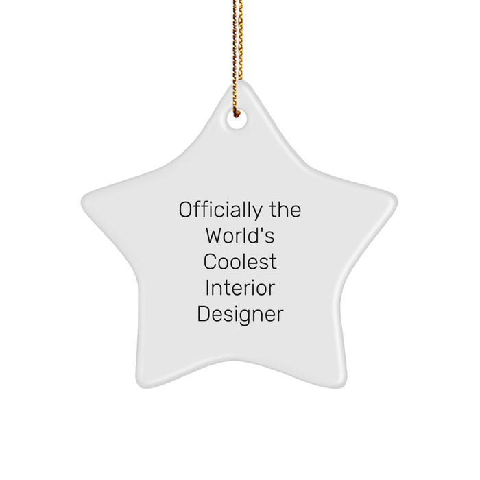 Funny 'Officially The World's Coolest Interior Designer' Star Ornament Gifts for Interior Designer, Christmas Unique Gifts from Friends, Family, Coworkers - Image 1