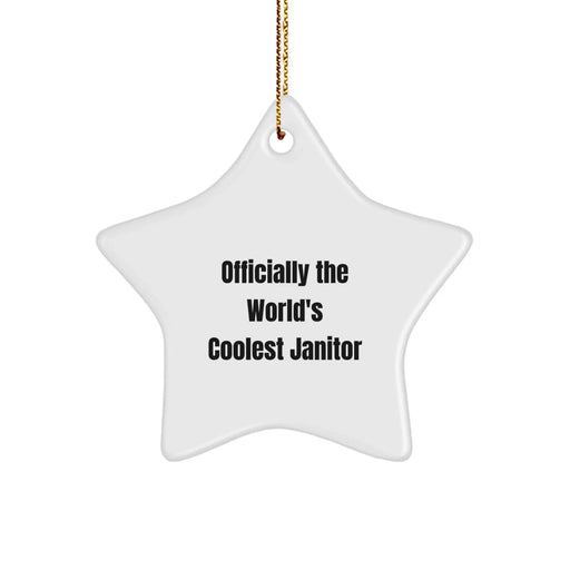 Funny Janitor Gifts for Men from Friends - Officially The World's Coolest Janitor Christmas Unique Star Ornaments - Image 1