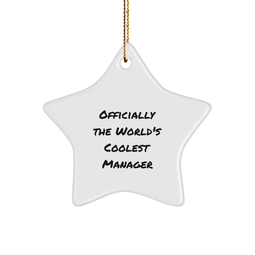 Funny Manager Gifts from Friends for Men - Officially The World's Coolest Manager Star Ornament, Christmas Unique Presents for Office - Image 1