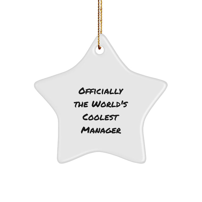 Funny Manager Gifts from Friends for Men - Officially The World's Coolest Manager Star Ornament, Christmas Unique Presents for Office - Image 1