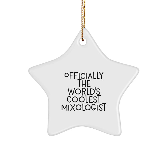 Funny Mixologist Gifts for Men, Women, Friends, and Family - 'Officially The World's Coolest Mixologist' Star Ornament for Christmas Unique Gifts - Image 1
