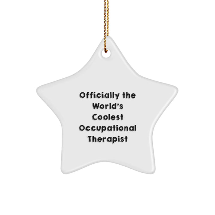 Funny Occupational Therapist Gifts from Friends, 'Officially The World's Coolest Occupational Therapist' Star Ornament, Christmas Unique Decorations - Image 1