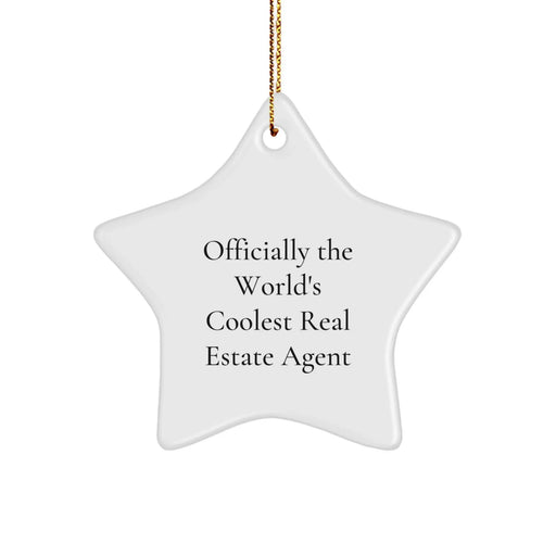 Funny Real Estate Agent Gifts for Men - Star Ornament, Christmas Unique Presents from Friends or Family - 'Officially The Worlds Coolest Real Estate Agent' Decoration - Image 1