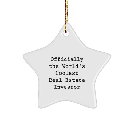 Funny Real Estate Investor Gifts for Men Friends - Officially The World's Coolest Star Ornament, Christmas Unique Decoration, Real Estate Investor Star Shaped Decoration, White, 3.25 - Image 1